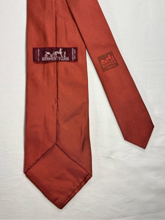 Hermes Other - Vintage HERMES Paris Solid Silk Tie Iconic Rust Orange Classic 3.5” Width